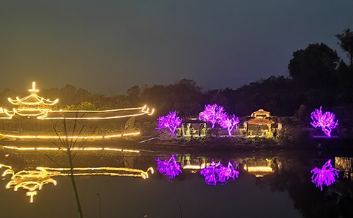 基地鱼塘夜色